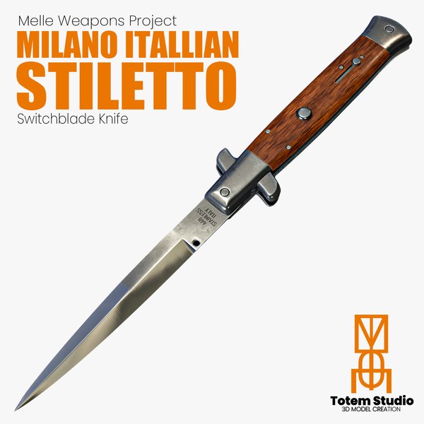 Modello 3D Coltello Stiletto Italiano Milano Coltello a