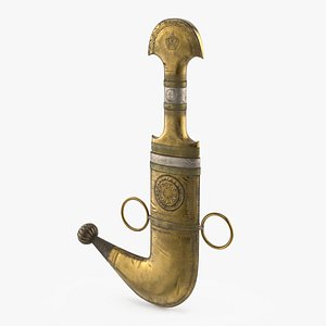 3D model Middle Eastern Belt Dagger Gold Simplified