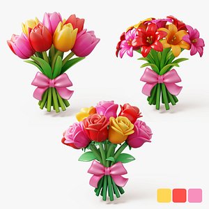 Stylized Flower Bouquet Pack 3D model