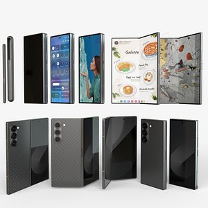 3D model 3d model of Samsung Galaxy Z Fold 6 Black with pencils