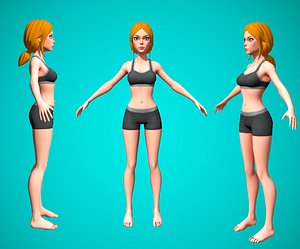 Lulu-Stylized Female Character - Game Ready Base mesh model 3D model