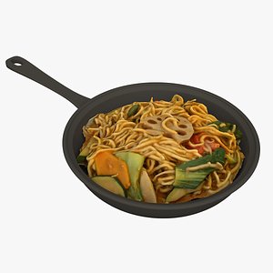 Pan 03 with Asian Noodles 3D model