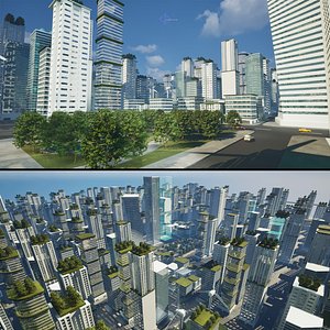 3D model Sustainable Sci-Fi City Unreal environment