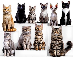 3D Low-poly Cat gang model