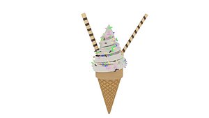 3D Ice Cream Cone helix Wafer Sprinkle