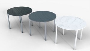Modern Round Side Table 3D Model with 3 Material Variants 3D model