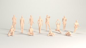 3D cartoon female pack poised model