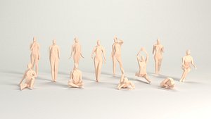 cartoon low poly poised women pack
