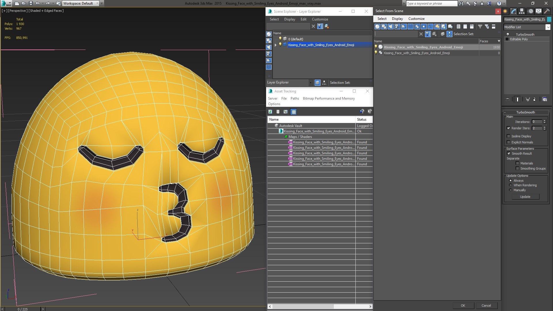 3D Model Kissing Face With Smiling Eyes Android Emoji - TurboSquid 1823756