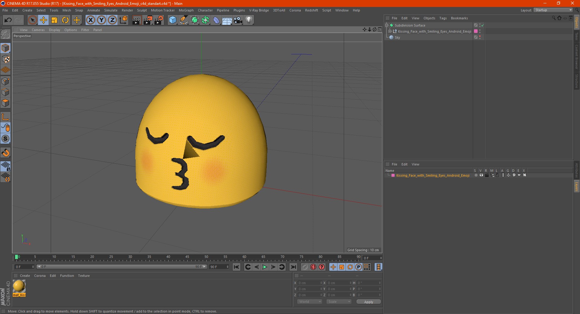 3D Model Kissing Face With Smiling Eyes Android Emoji - TurboSquid 1823756