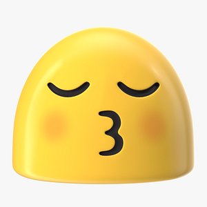 3D model Kissing Face with Smiling Eyes Android Emoji