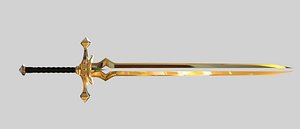 3d model golden sword cut