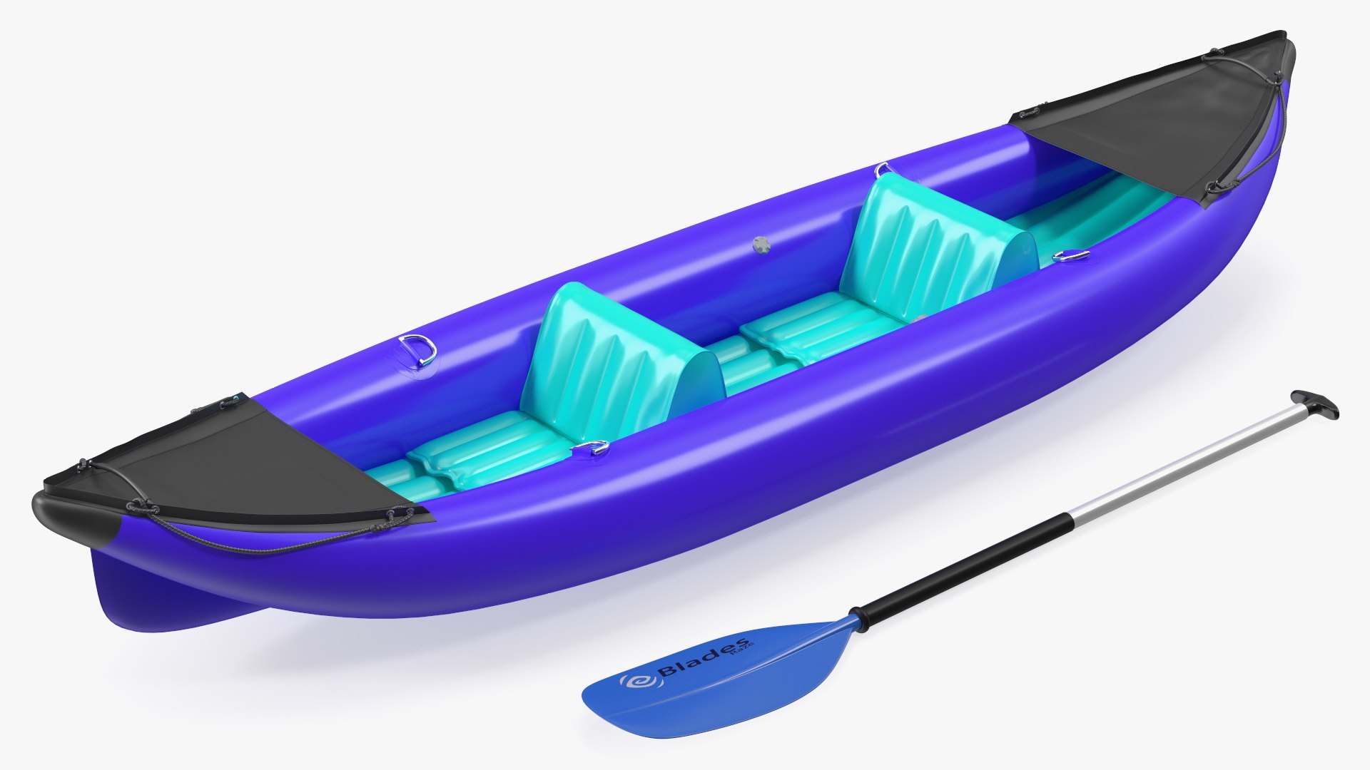 Inflatable Kayak with Paddle 3D model preview