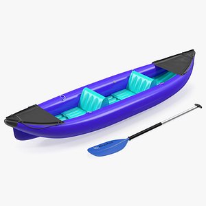 3D Inflatable Kayak with Paddle model