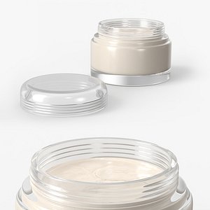 Cosmetic Jar with Beauty Cream Open
