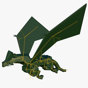 Dragon base mesh rigged and animated 3D model