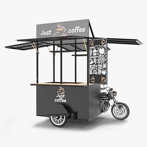 Coffee Vendor Kiosk Empty with Bike model