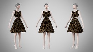3D Dress 33 Golden Noir Velvet