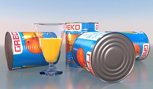 Greco orange juice in an iron can 1977 3D model