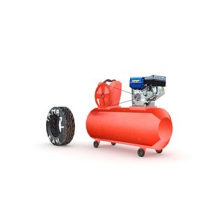 Air Compressor and Used Tyre 3D model