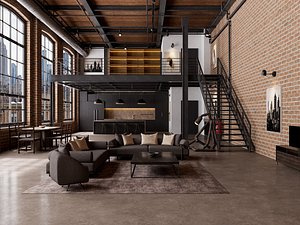 3D Loft interior 13 3D model model