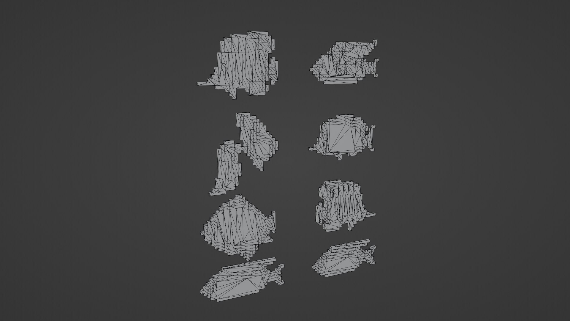 Pixel Fish Collection Model - TurboSquid 1940432