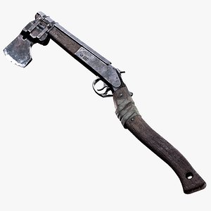 3D shotgun axe ready asset