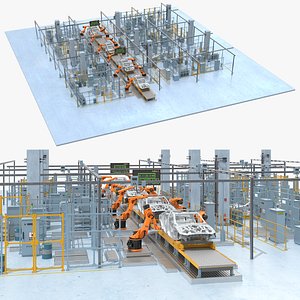 Car Assembly Line Rigged for Maya 3D