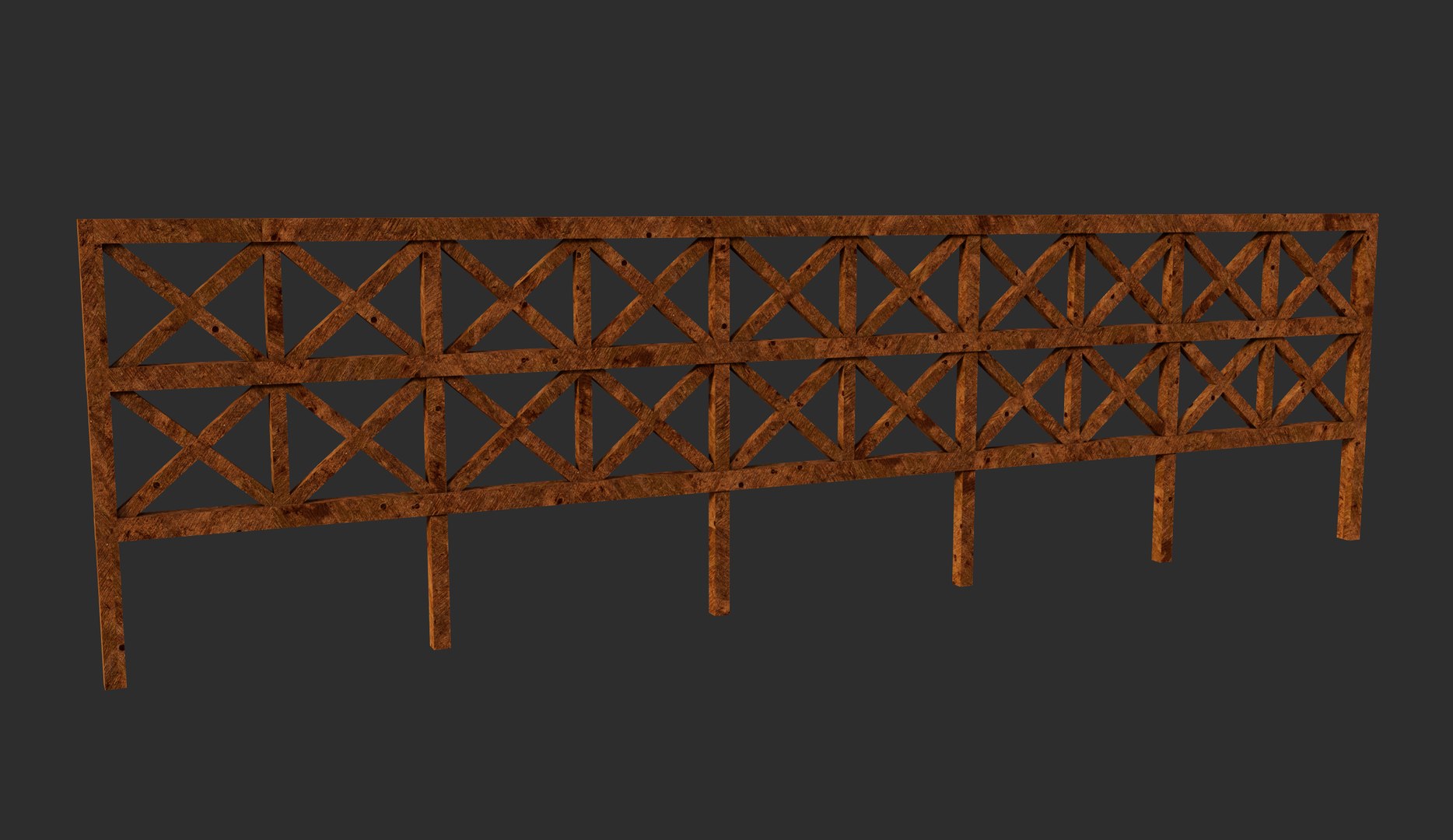 Wood X Fence 3D model https://p.turbosquid.com/ts-thumb/9H/UGvk1S/HL/fence2/jpg/1748018267/1920x1080/fit_q87/0a80140e776cb370853bb429fa0af8a26f690889/fence2.jpg