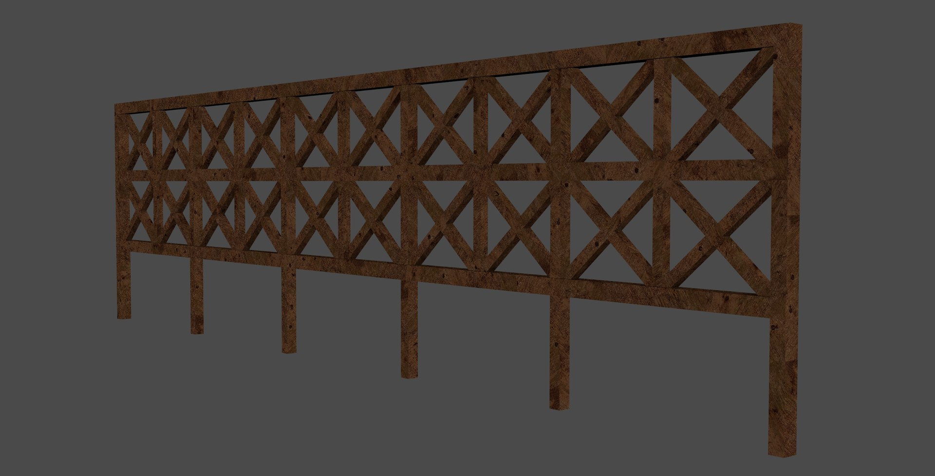Wood X Fence 3D model https://p.turbosquid.com/ts-thumb/9H/UGvk1S/vm/fence10/jpg/1748018270/1920x1080/fit_q87/8cae2dd4d94202fb0f5caf80cd21d1fce42a297a/fence10.jpg