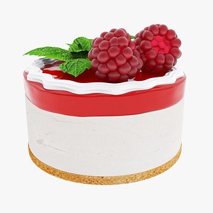 3D Raspberry round cake with jelly model
