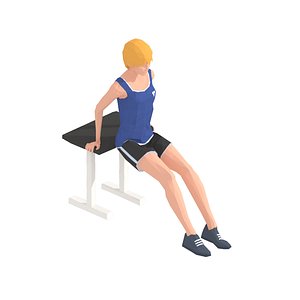 Chair pushups Exercise Woman Animation