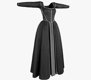 3D model Medieval Dress Style 2 Black