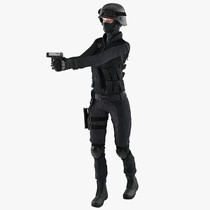SWAT Woman European Rigged 3D Model