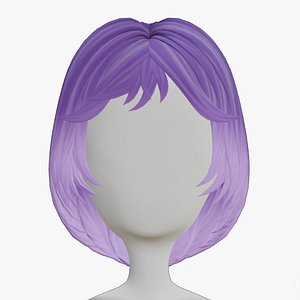 Soft Gradient Anime Girl Bob Hairstyle 3D model