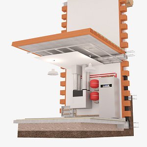 3D Building Section With Heat Pump