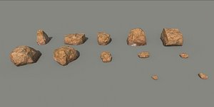 yellow stone rock set 3D model