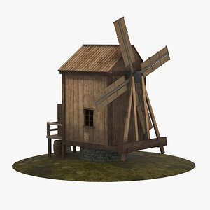 Old Wooden Windmill 3D model