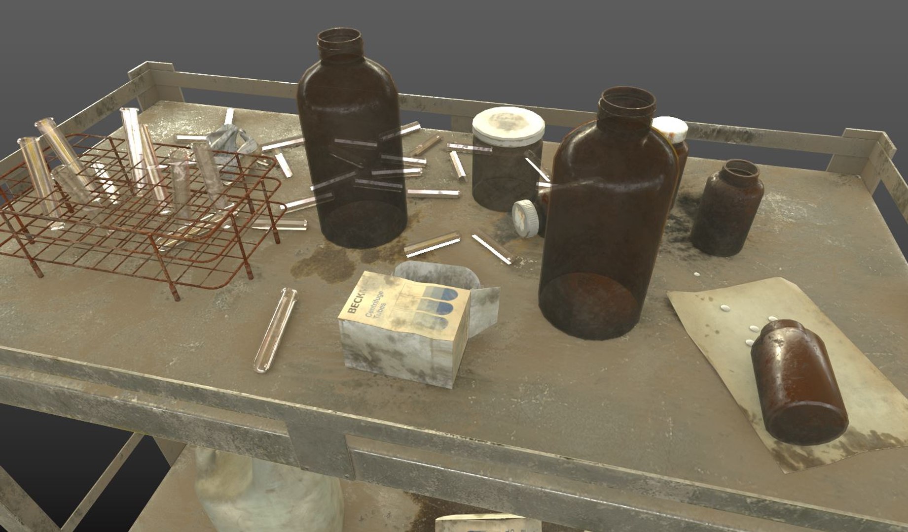 Abandoned Laboratory Cart And Equipments 3D Model - TurboSquid 2093233