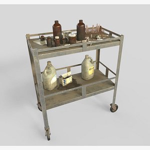 Abandoned Laboratory Cart And Equipments 3D model