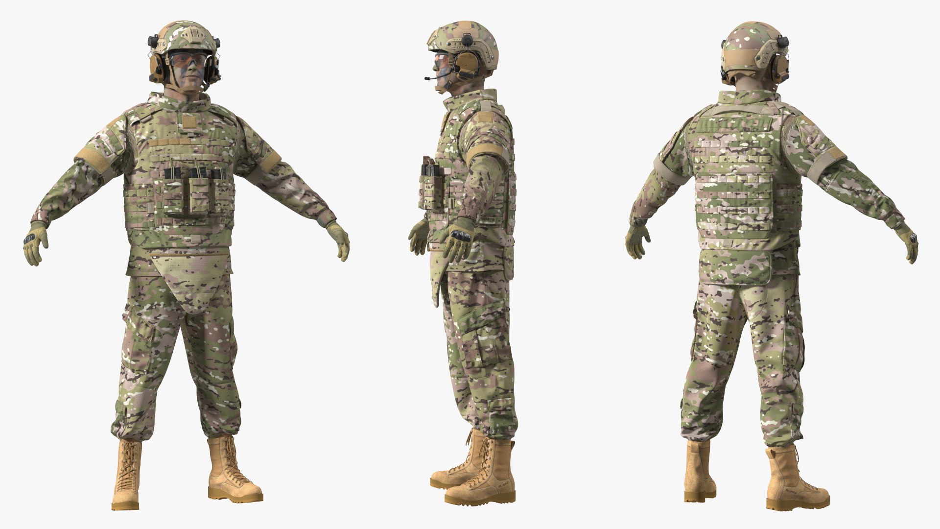 Soldier In Green Gear And Assault Rifle Rigged For Maya 3D Model ...