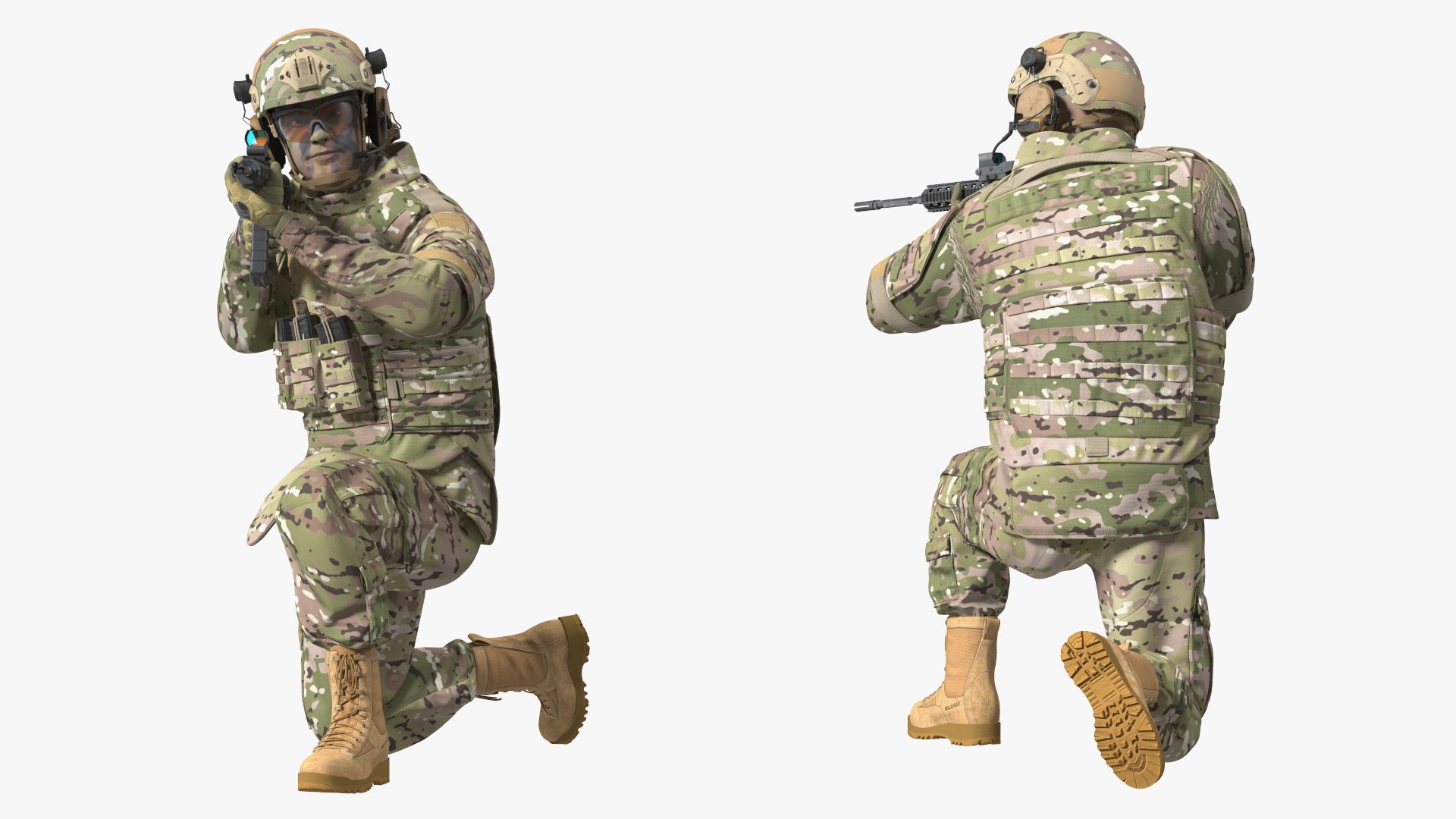 Soldier In Green Gear And Assault Rifle Rigged For Maya 3D Model ...