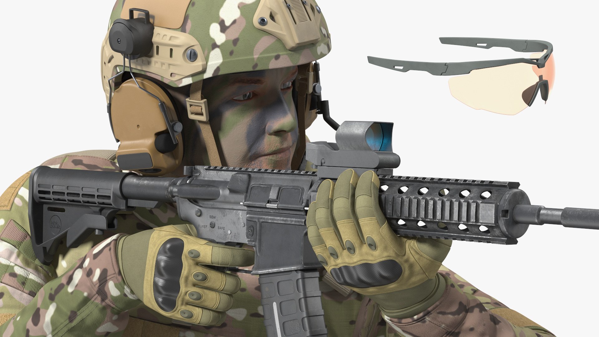 Soldier In Green Gear And Assault Rifle Rigged For Maya 3D Model ...