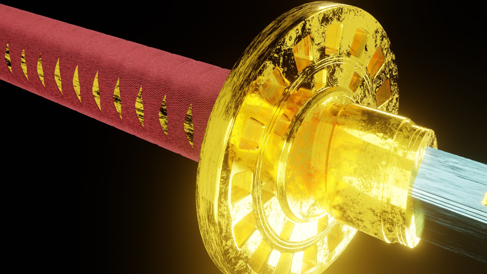 Realistic Golden Handle Katana Sword 3D Model TurboSquid 1990786