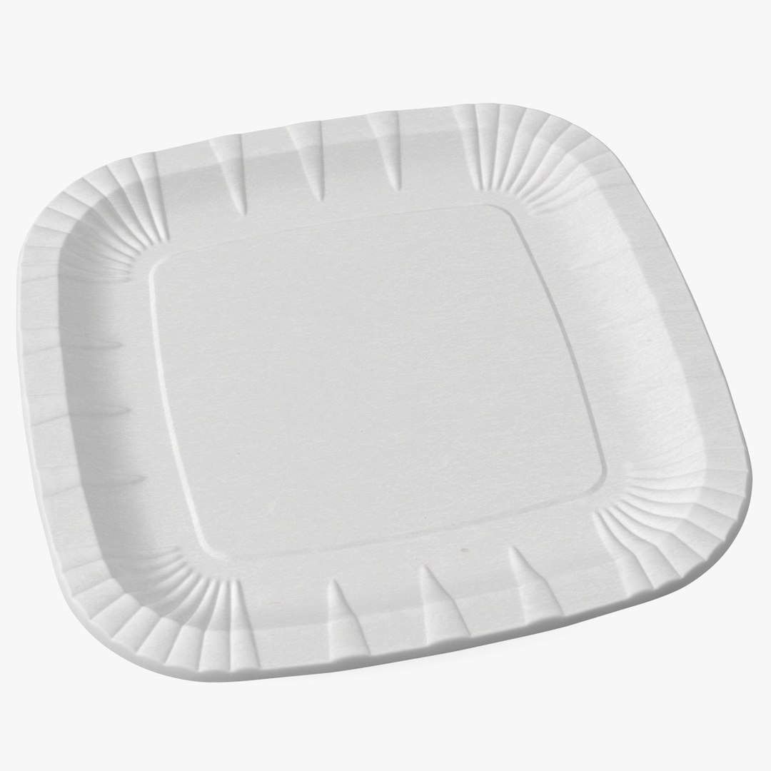 White Square Paper Plate 3D model TurboSquid 2079682