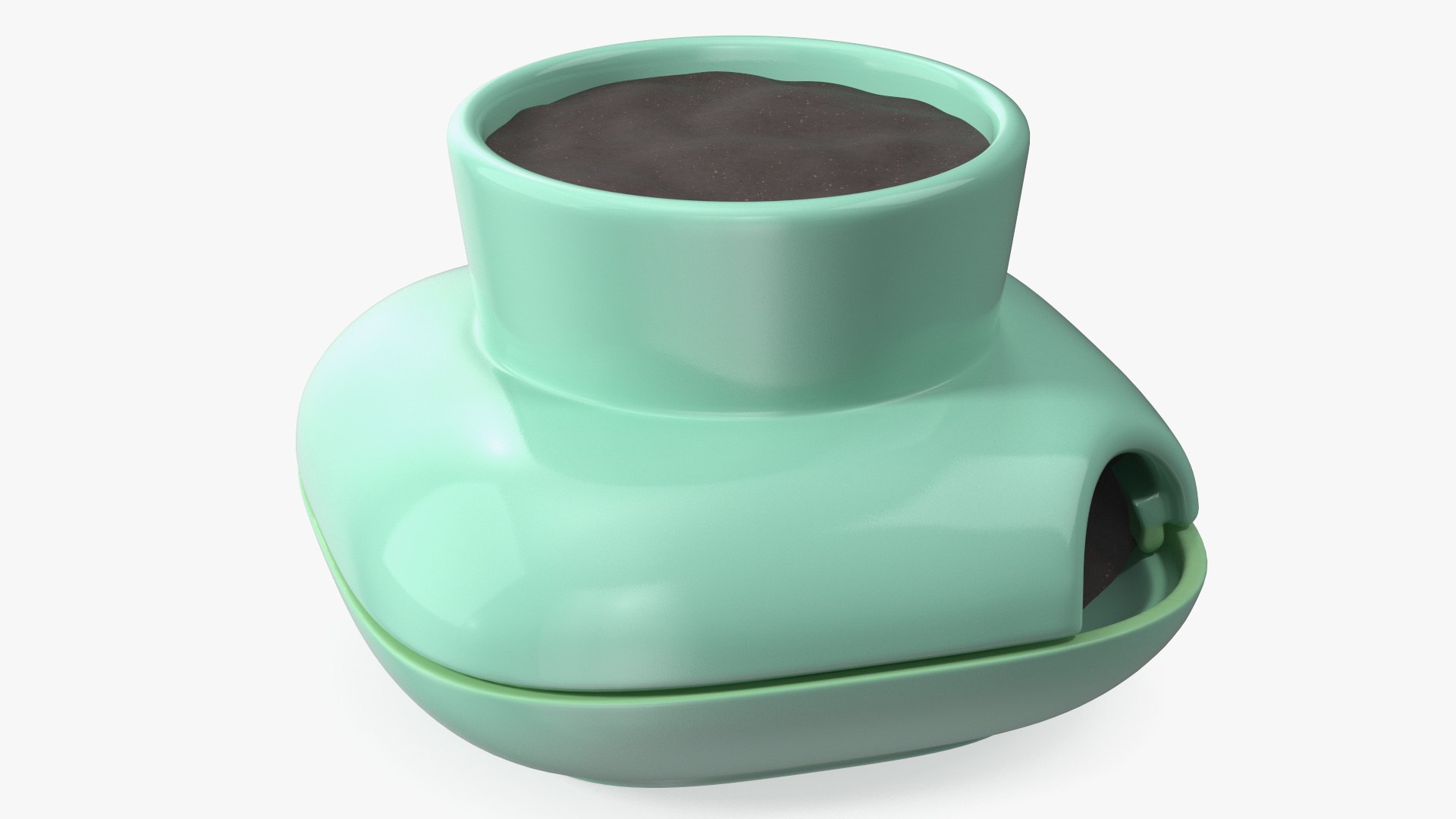 Stoneware Single Herb Pot Green 3D - TurboSquid 2217163