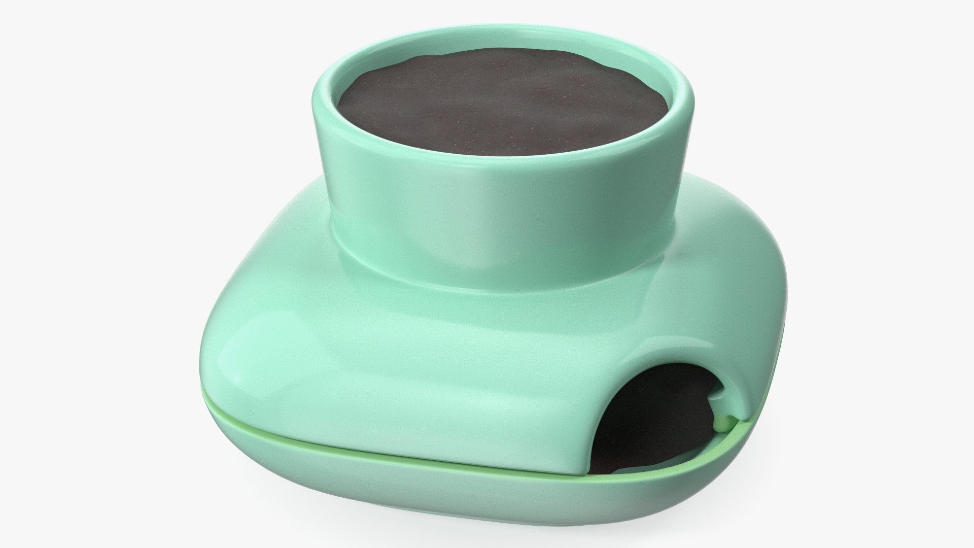 Stoneware Single Herb Pot Green 3D model preview
