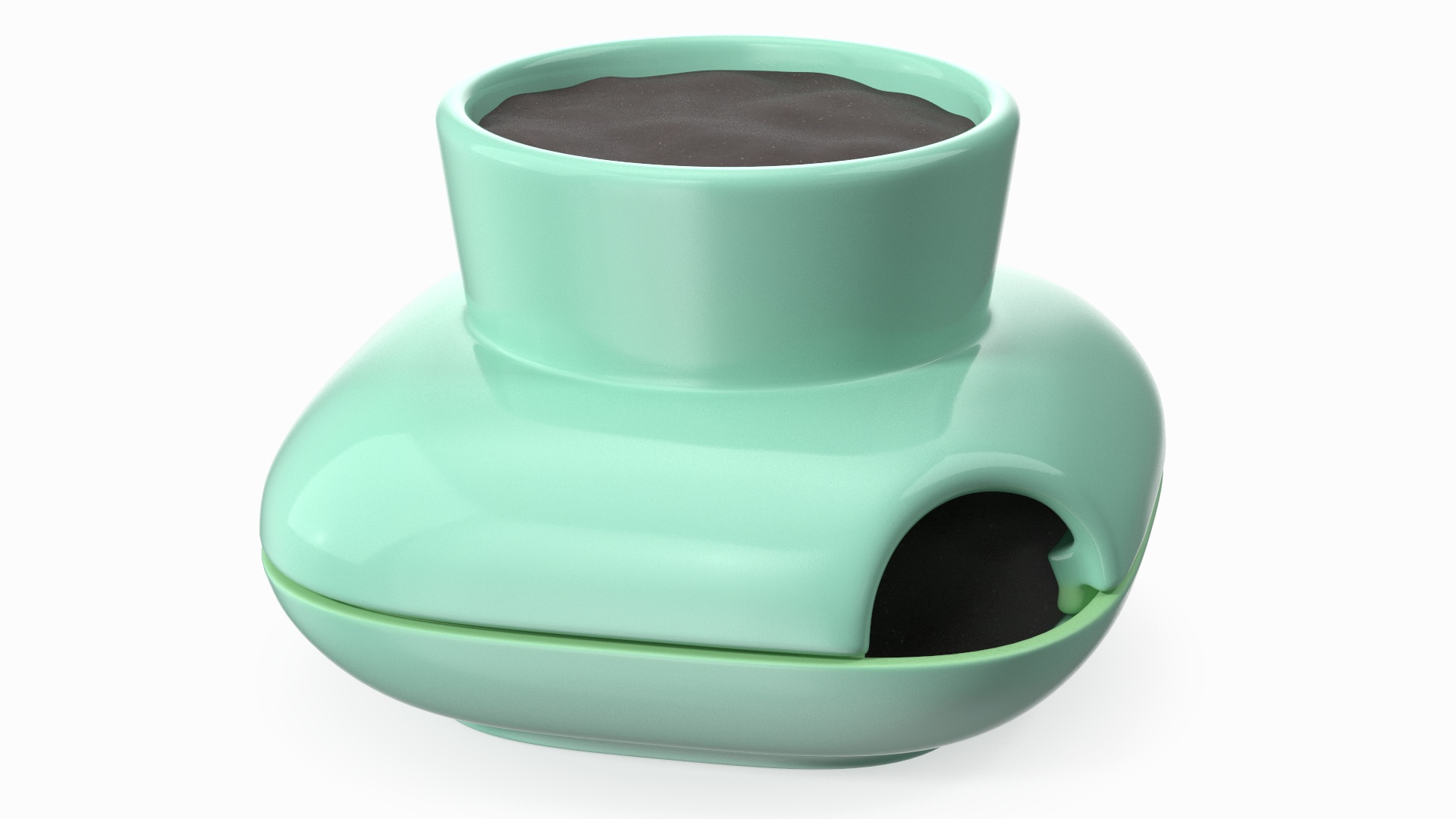 Stoneware Single Herb Pot Green 3D - TurboSquid 2217163