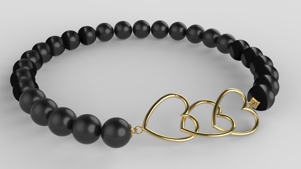 3D heart bracelet print gold silver