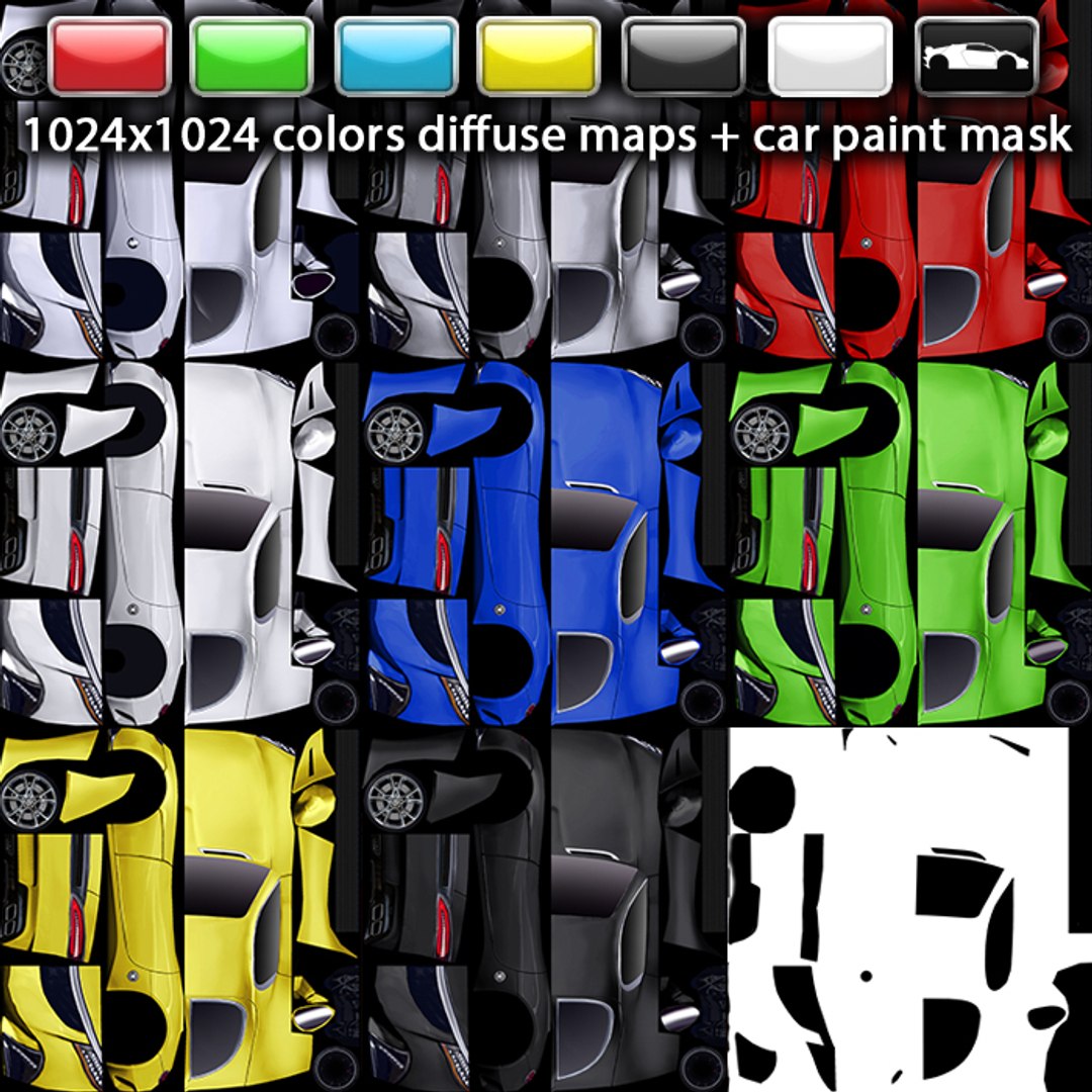 3d Generic Supercars Colors Car Model